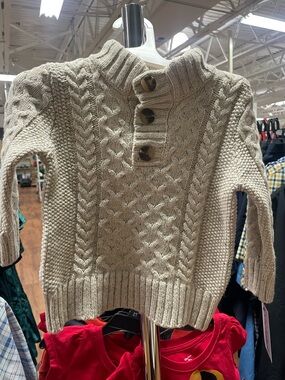 Cat & Jack Men's Beige Cable Knit Sweater